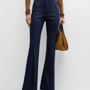 FRAME Pixie Pleated Flare Denim Trousers